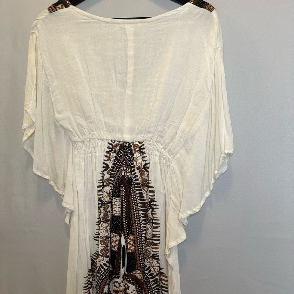 Sopogee Womens Dress Tribal Festival Boho V-Neck Elastic Waist Lined Gauzy Sz M - Picture 10 of 14